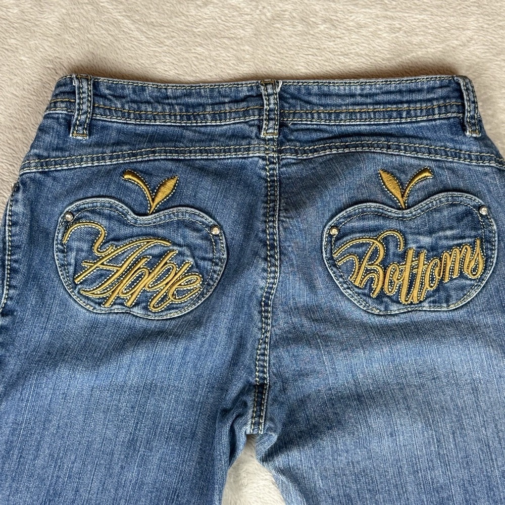 Vtg Apple Bottoms Jeans Womens 7 Straight Low Rise Y2K Embroidered Nelly READ